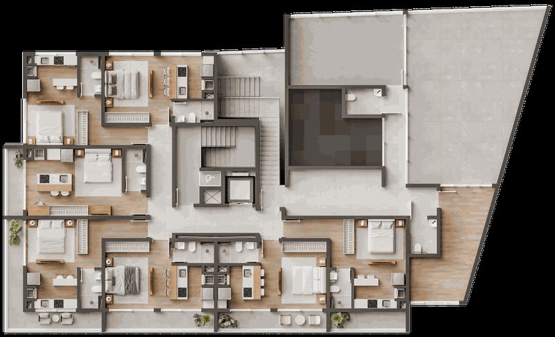 Nalu Campeche — Planta humanizada — Studio 27,59 m²